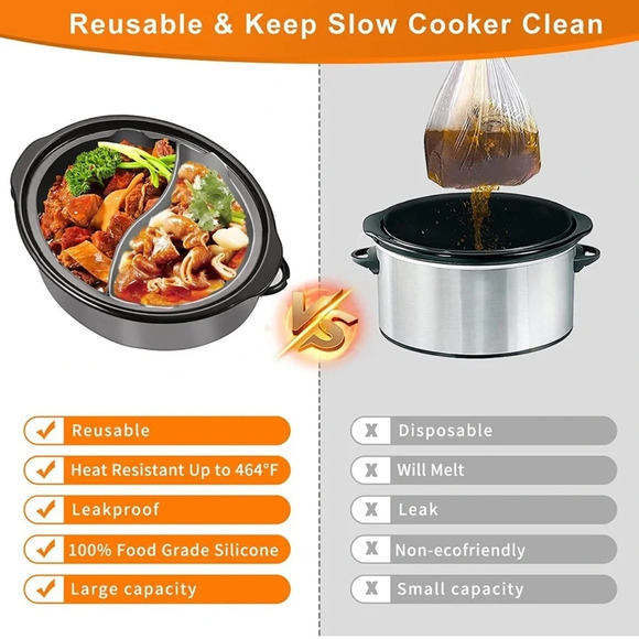 NIB Silicone Slow Cooker Divider Liners For 6 QT Crock pot - Picture 5 of 10